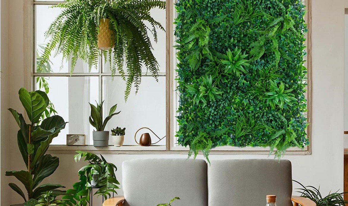 Planta Artificial de pared para decoración del hogar, alfombra de