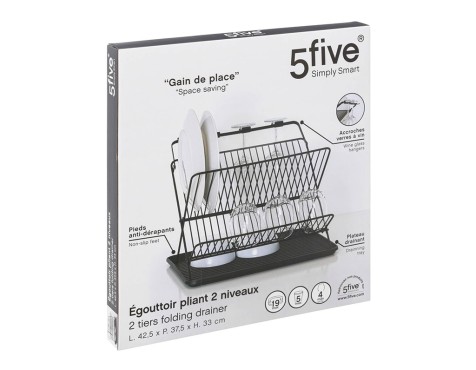 Escurreplatos Plegable Metal Negro