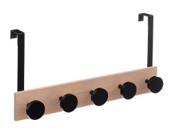 Perchero Para Puerta 5 Ganchos Madera Y Metal