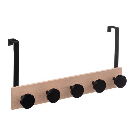 Perchero Para Puerta 5 Ganchos Madera Y Metal