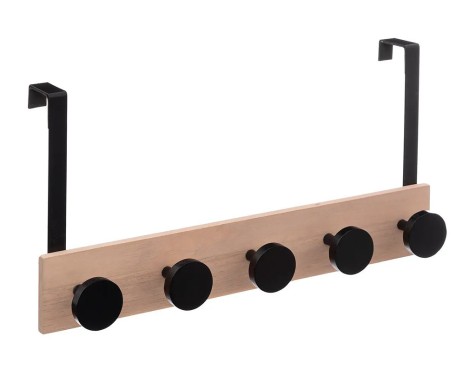 Perchero Para Puerta 5 Ganchos Madera Y Metal