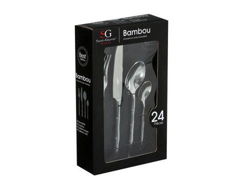 Set De Cubiertos Bambú Inox 24un