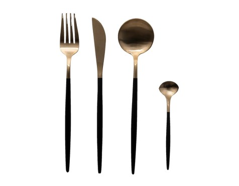 Set De Cubiertos Ida Inox Negro Dorado 24 Un