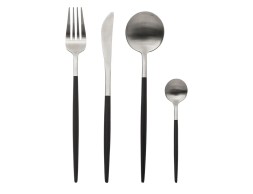 Set De Cubiertos Ida Inox Inox Y Negro 24 Un