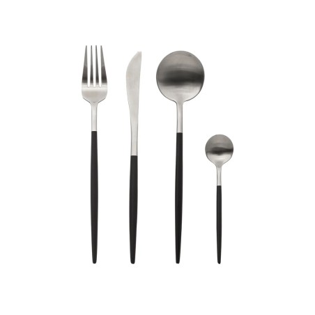 Set De Cubiertos Ida Inox Inox Y Negro 24 Un