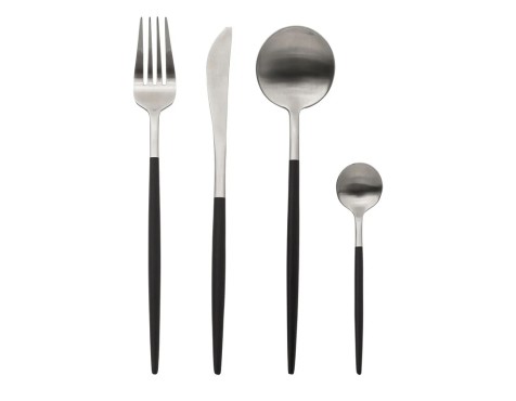 Set De Cubiertos Ida Inox Inox Y Negro 24 Un