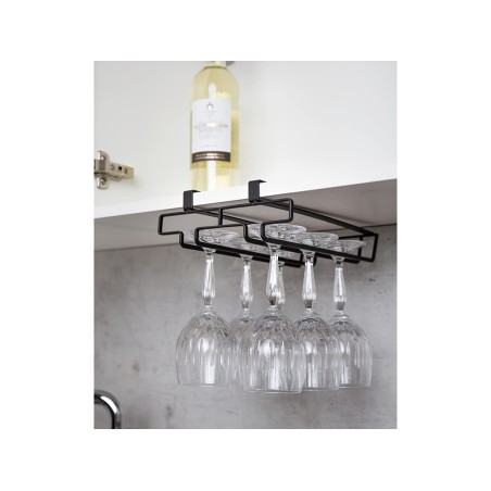 Colgador Interior Armario Cocina 6 Copas Negro