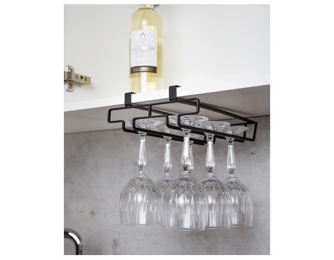 Colgador Interior Armario Cocina 6 Copas Negro