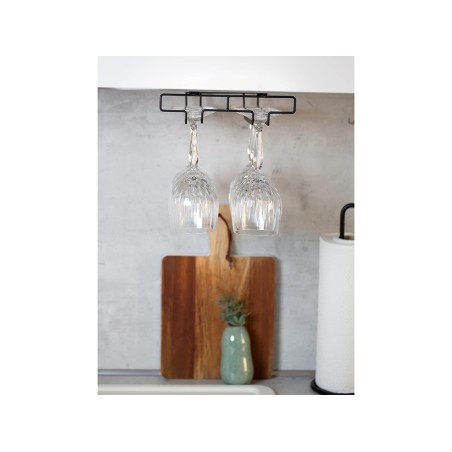 Colgador Interior Armario Cocina 6 Copas Negro