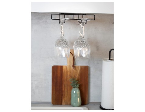 Colgador Interior Armario Cocina 6 Copas Negro