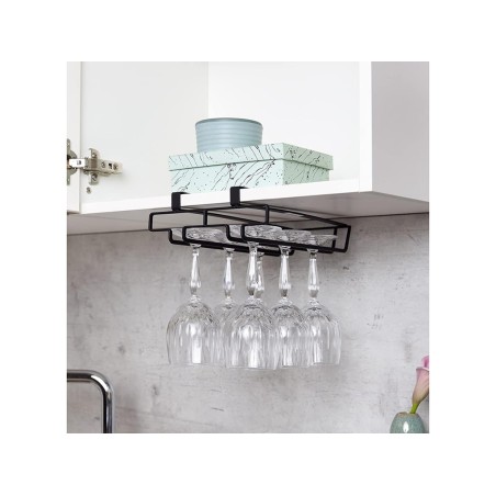 Colgador Interior Armario Cocina 6 Copas Negro