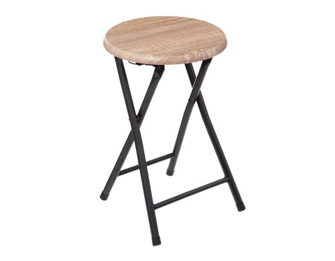 Taburete Bajo Plegable Metálico Madera