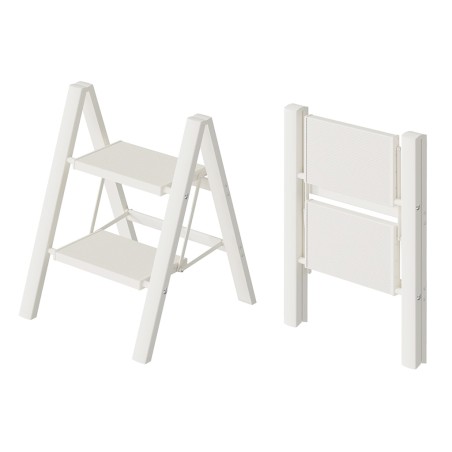 Escalera Plegable Aluminio Blanco 2 Peldaños