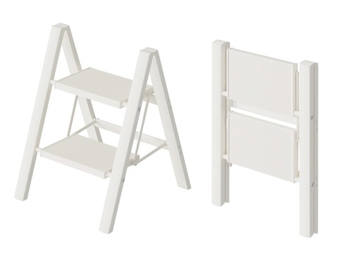 Escalera Plegable Aluminio Blanco 2 Peldaños