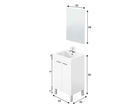 Moble De Bany Koncept Blanc Amb Mirall I Lavabo