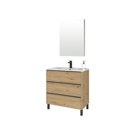Mueble De Baño Dream Roble Con Espejo Y Lavabo