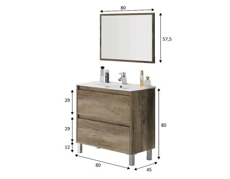 Mueble De Baño Dakota Con Espejo Y Lavabo