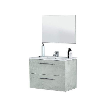 Mueble De Baño Aruba 2 Cajones Con Espejo Cemento