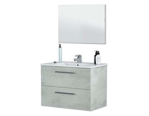 Mueble De Baño Aruba 2 Cajones Con Espejo Cemento