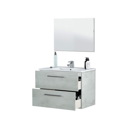 Mueble De Baño Aruba 2 Cajones Con Espejo Cemento