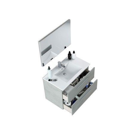 Mueble De Baño Aruba 2 Cajones Con Espejo Cemento
