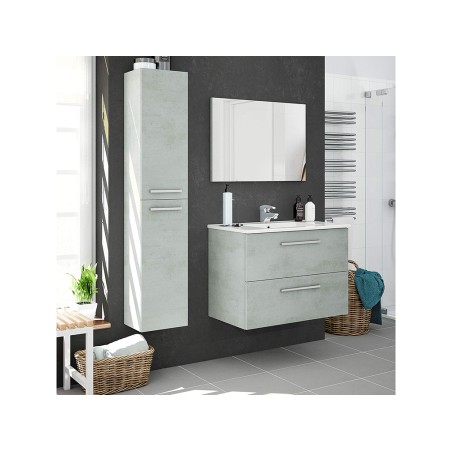 Mueble De Baño Aruba 2 Cajones Con Espejo Cemento