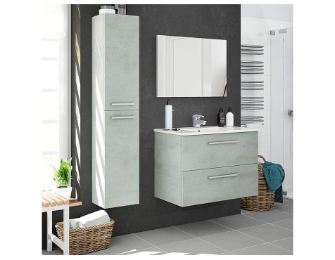 Mueble De Baño Aruba 2 Cajones Con Espejo Cemento