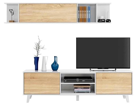 Mueble Salón Zaiken Roble Canadian Blanco