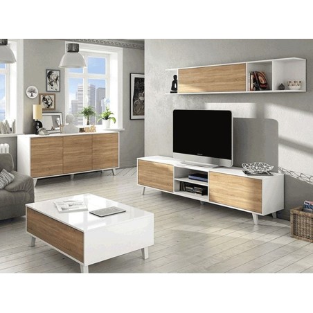 Mueble Salón Zaiken Roble Canadian Blanco