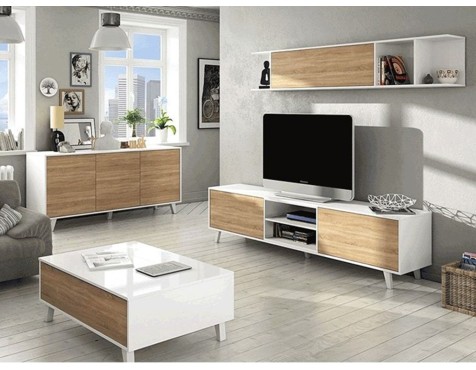 Mueble Salón Zaiken Roble Canadian Blanco