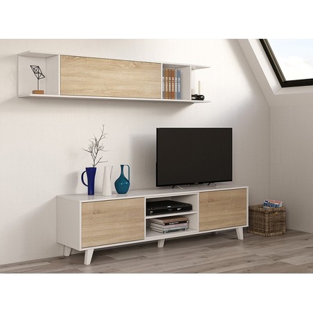 Mueble Salón Zaiken Roble Canadian Blanco