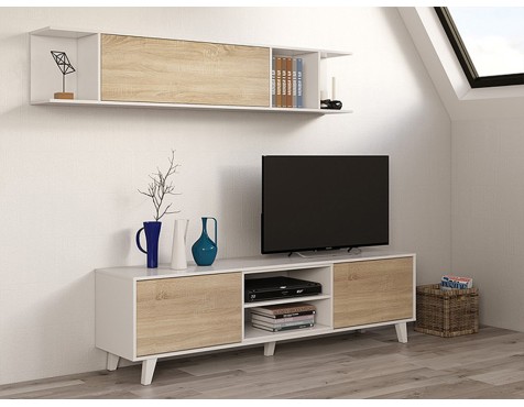 Mueble Salón Zaiken Roble Canadian Blanco