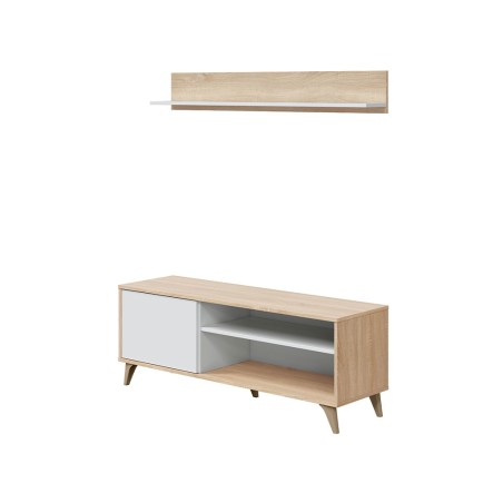 Mueble Tv Con Estante Kikua Roble Y Blanco Artik