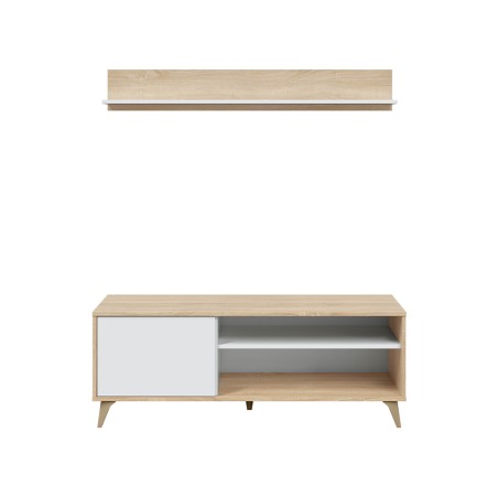 Mueble Tv Con Estante Kikua Roble Y Blanco Artik