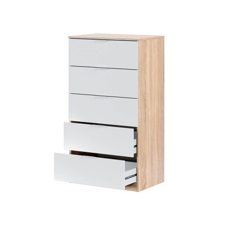 Cómoda 5 Cajones Roble Canadian Blanco Artik