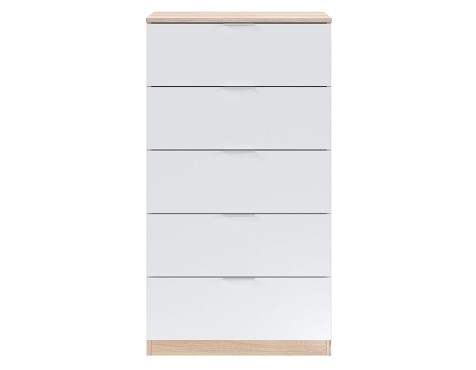 Cómoda 5 Cajones Roble Canadian Blanco Artik