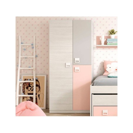 Armario Juvenil 3 Puertas Blanco Alpes-Rosa