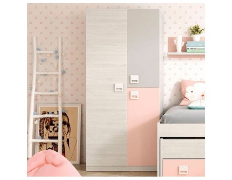 Armario Juvenil 3 Puertas Blanco Alpes-Rosa