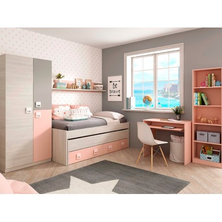 Armari Juvenil 3 Portes Blanc Alps-Rosa