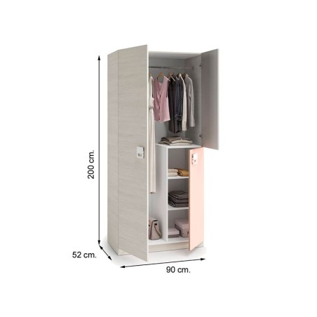 Armari Juvenil 3 Portes Blanc Alps-Rosa