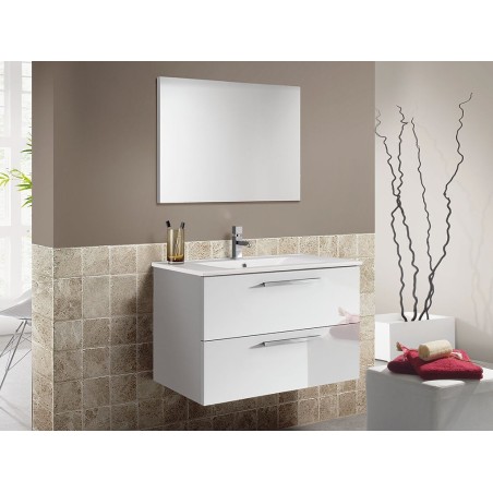 Conjunto Baño Aruba 2 Cajones + Espejo Blanco