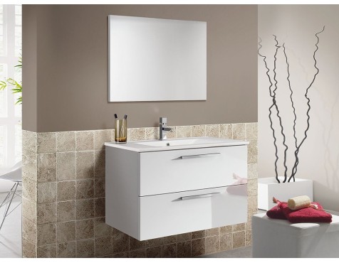 Conjunto Baño Aruba 2 Cajones + Espejo Blanco