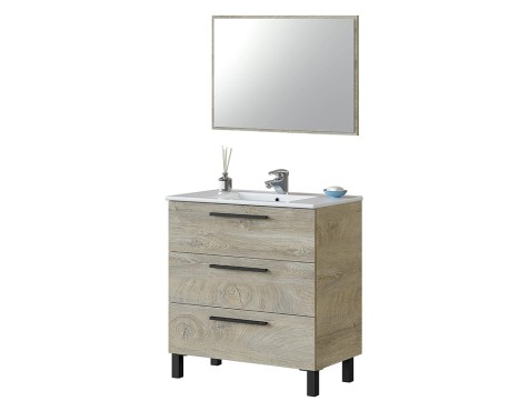 Mueble De Baño Athena Roble Alaska Con Espejo