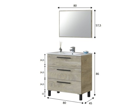 Mueble De Baño Athena Roble Alaska Con Espejo