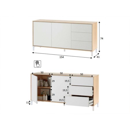 Aparador Urban Plus Roble Canadian Blanco Artik