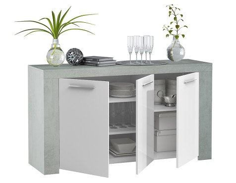 Aparador Ambit Gris Cemento Y Blanco Artik