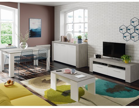 Aparador Ambit Gris Cemento Y Blanco Artik