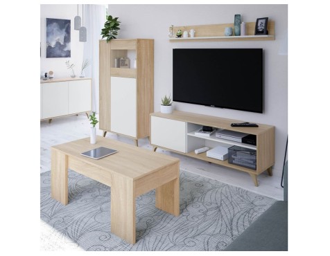 Aparador Kikua Plus Roble Canadian Y Blanco Artik