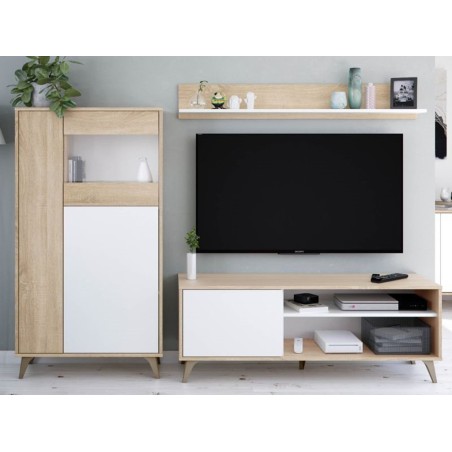 Aparador Kikua Plus Roble Canadian Y Blanco Artik