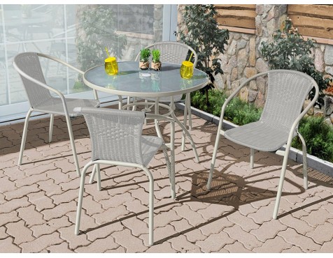 Silla Jardín Acero Y Ratán Algarve Beige